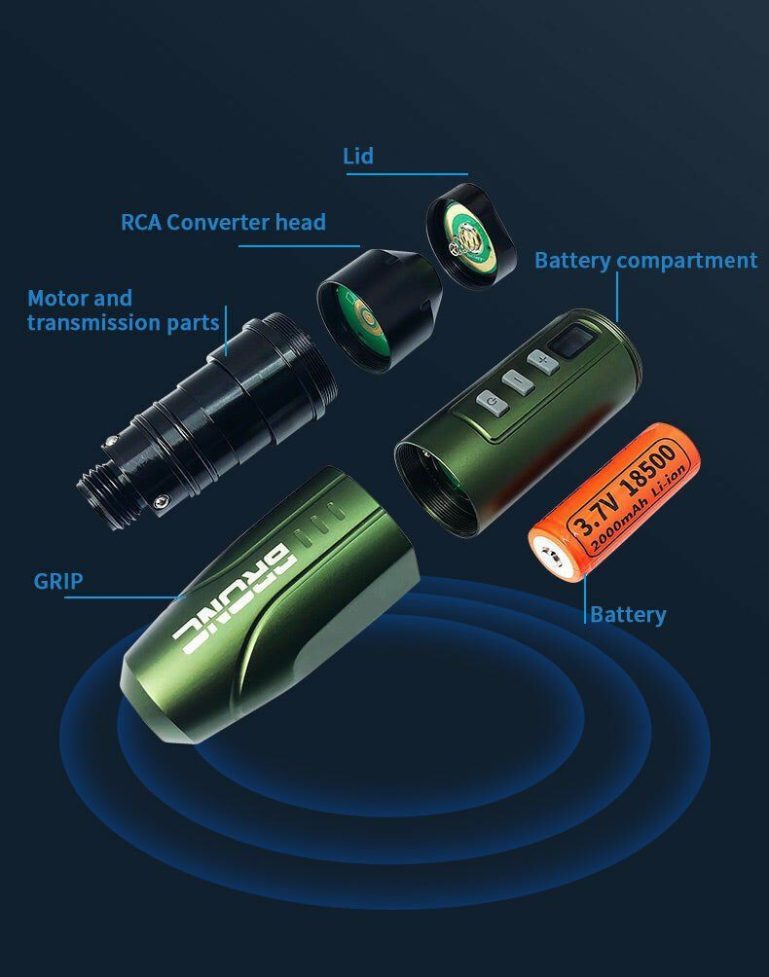 BRONC Bullet Kablosuz Pen Dövme Makinesi - Army Green