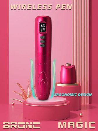 Bronc Magic Kablosuz Pen Dövme Makinesi & PMU - Pink