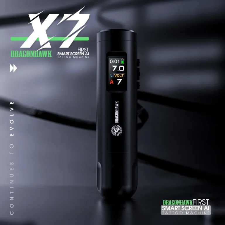 Dragonhawk X7 - Wireless Tattoo Pen Machine 3.5mm Stroke Smart Screen