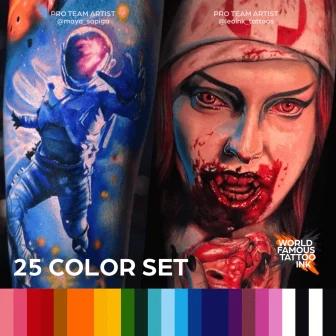 25 Color Set - World Famous Ink Dövme Boyası - 1oz/30ml